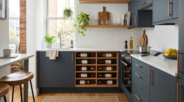 Revamp your compact kitchen: essential tips for elegantly incorporating a wine rack
